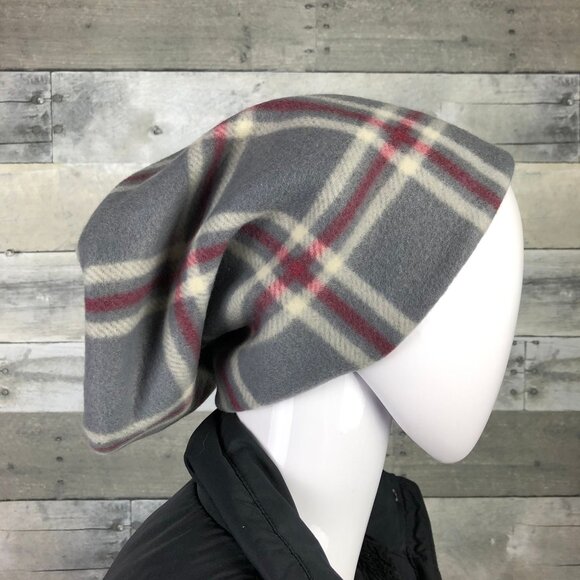Handmade Gray Plaid Fleece Neck Warmer: Versatile Winter Scarf - Picture 3 of 9